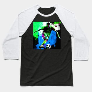 Soccer Player Graffiti Art Splash Paint Baseball T-Shirt